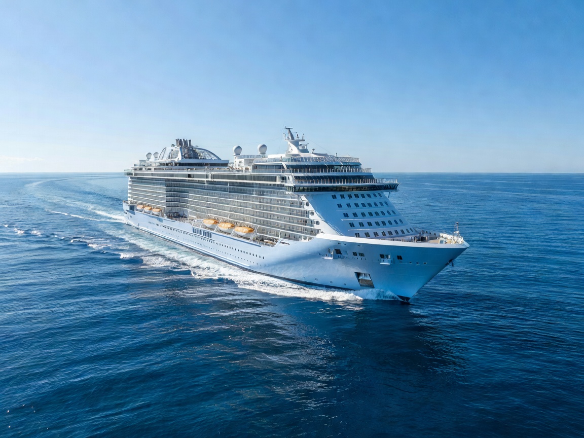 Celebrity Beyond luxury cruise ship sailing blue sea waters